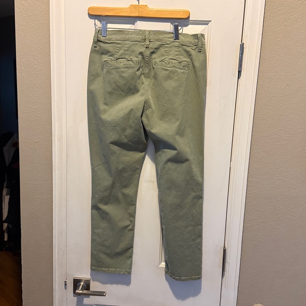 Frame Denim Khaki Green Pants with Coral and White Ribbon Accents - Picture 5 of 10